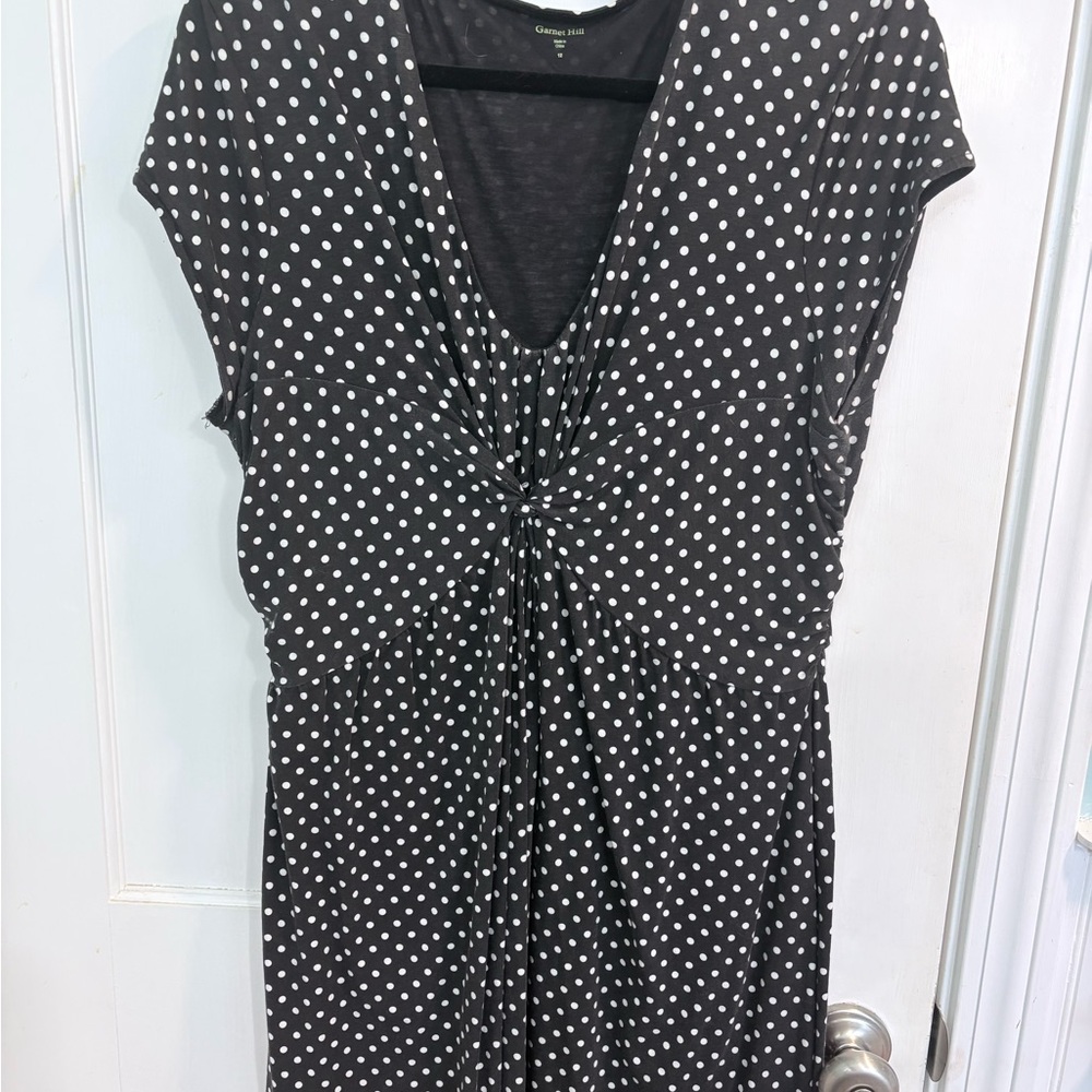 Garnet Hill Polka Dot Knot Front Jersey Dress Size 12